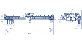 Overhead traveling electric crane with lifting capacity of 80/20 t