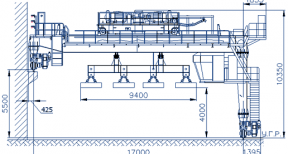Semi gantry magnet crane with lifting capacity of 40 t